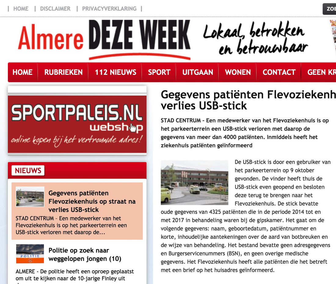 Medewerker van het Flevoziekenhuis verliest USB-stick